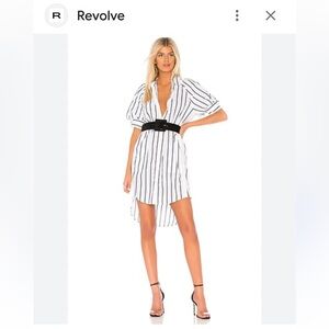 Joie Porcelain White & Black Stripe Shirt Dress Cotton Medium Buttons!